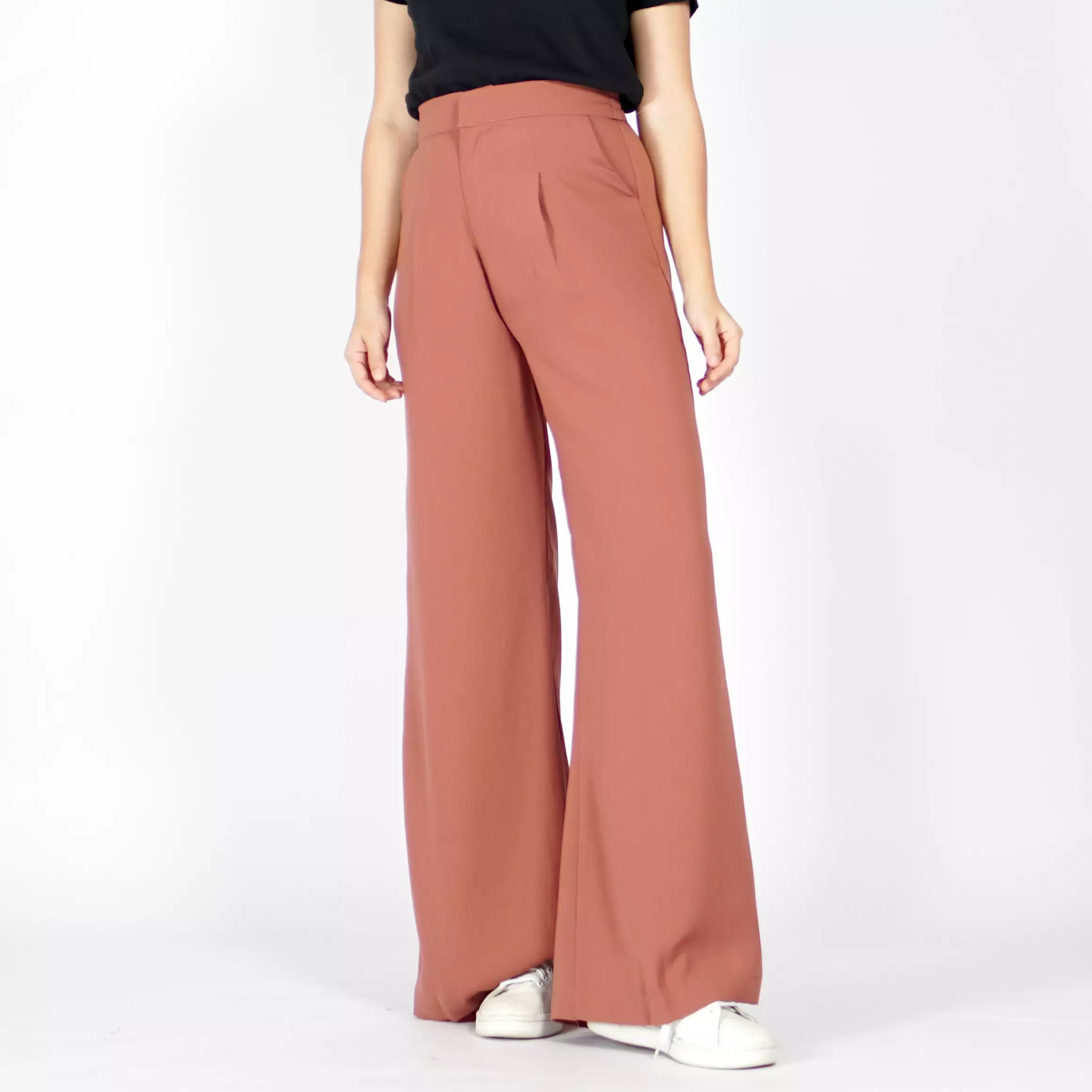  ADELINE Celana Cutbray Wanita Celana Panjang Wanita Highwaist Cullote Pants - Blush Pink