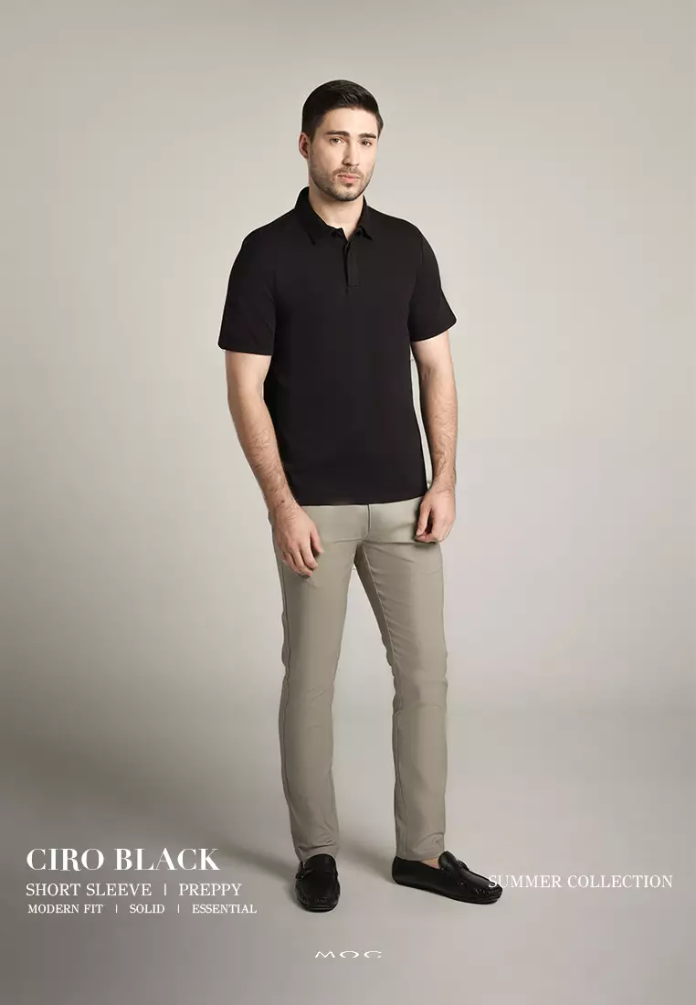 MOC - Kaos Polo Pria Lengan Pendek Ciro - Black