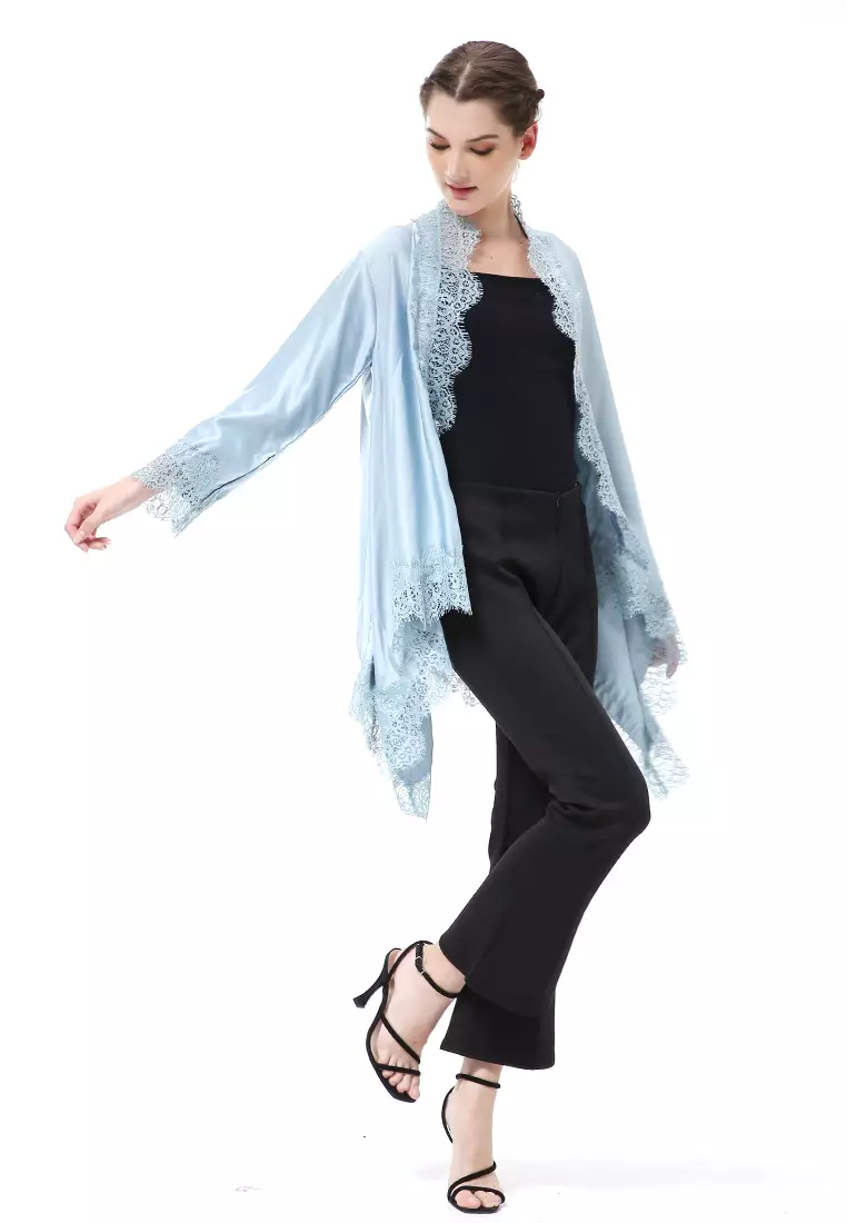 Reine Atasan Wanita Outer Kebaya Traditional Design Material Silk ORIGINAL - Dusty Blue