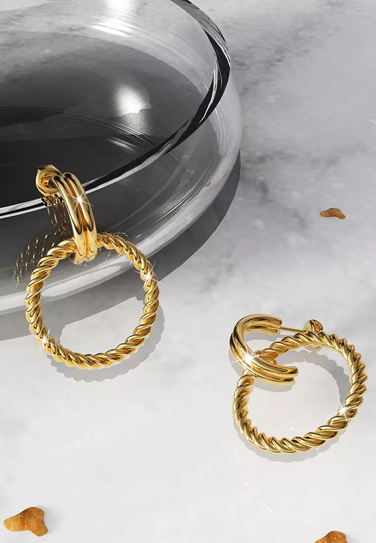 Exquisite Round Gold Drop Earrings