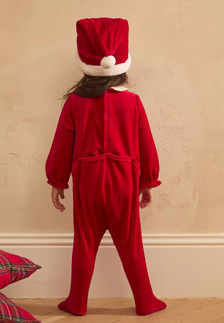 Red Velvet Romper with Santa Hat