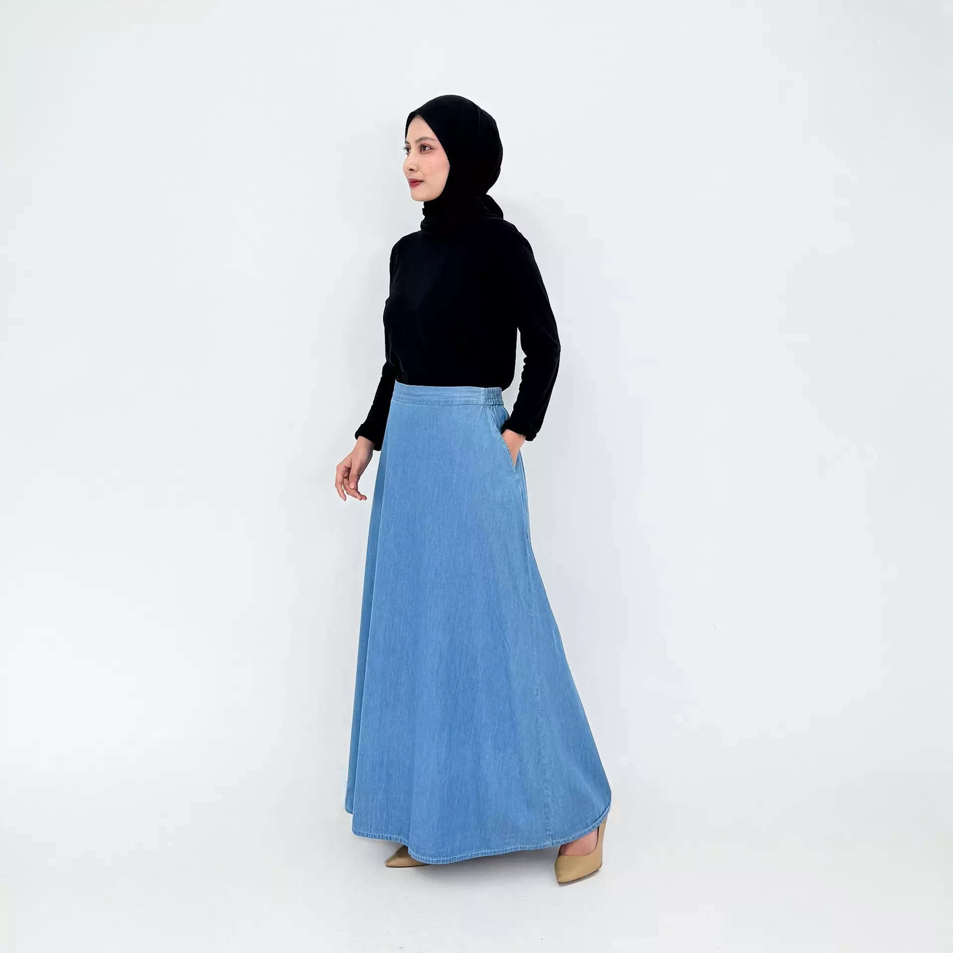 Rok Panjang Jeans Wanita - Long Skirt Denim Jean