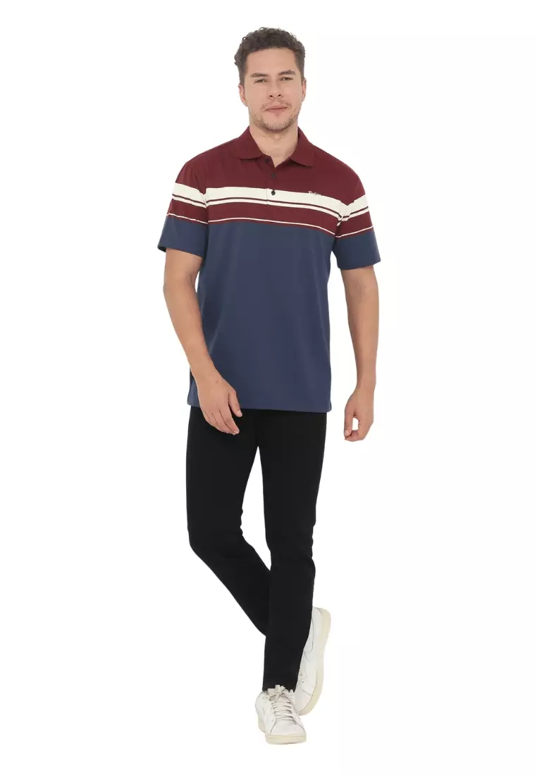 POLICE Polo Shirt Salur Bordir Cotton Premium Tebal Pria 553039