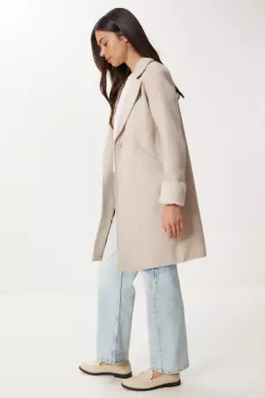 ジャケット・アウター Fabric in Italy Cashmere Super Long Coat Classic Notch lapel Cashmere Wool Blend Lapel Coat Long