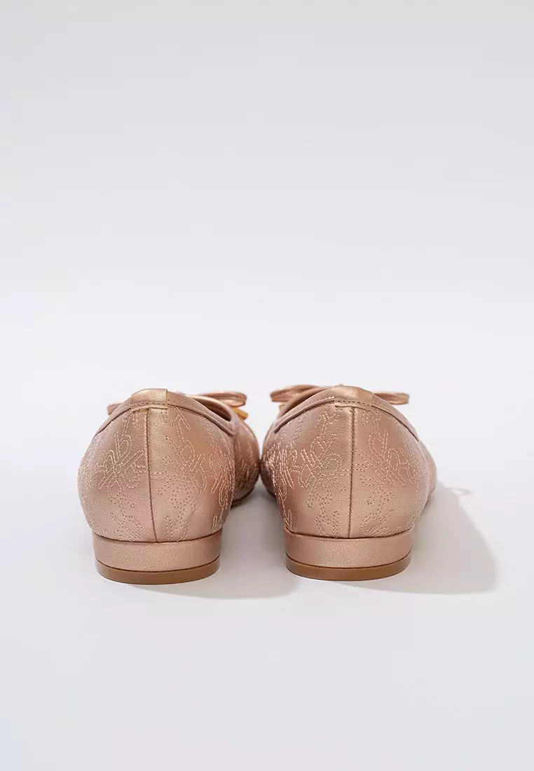 Ria Miranda Rose Gold Miranda Quilted Flatshoes