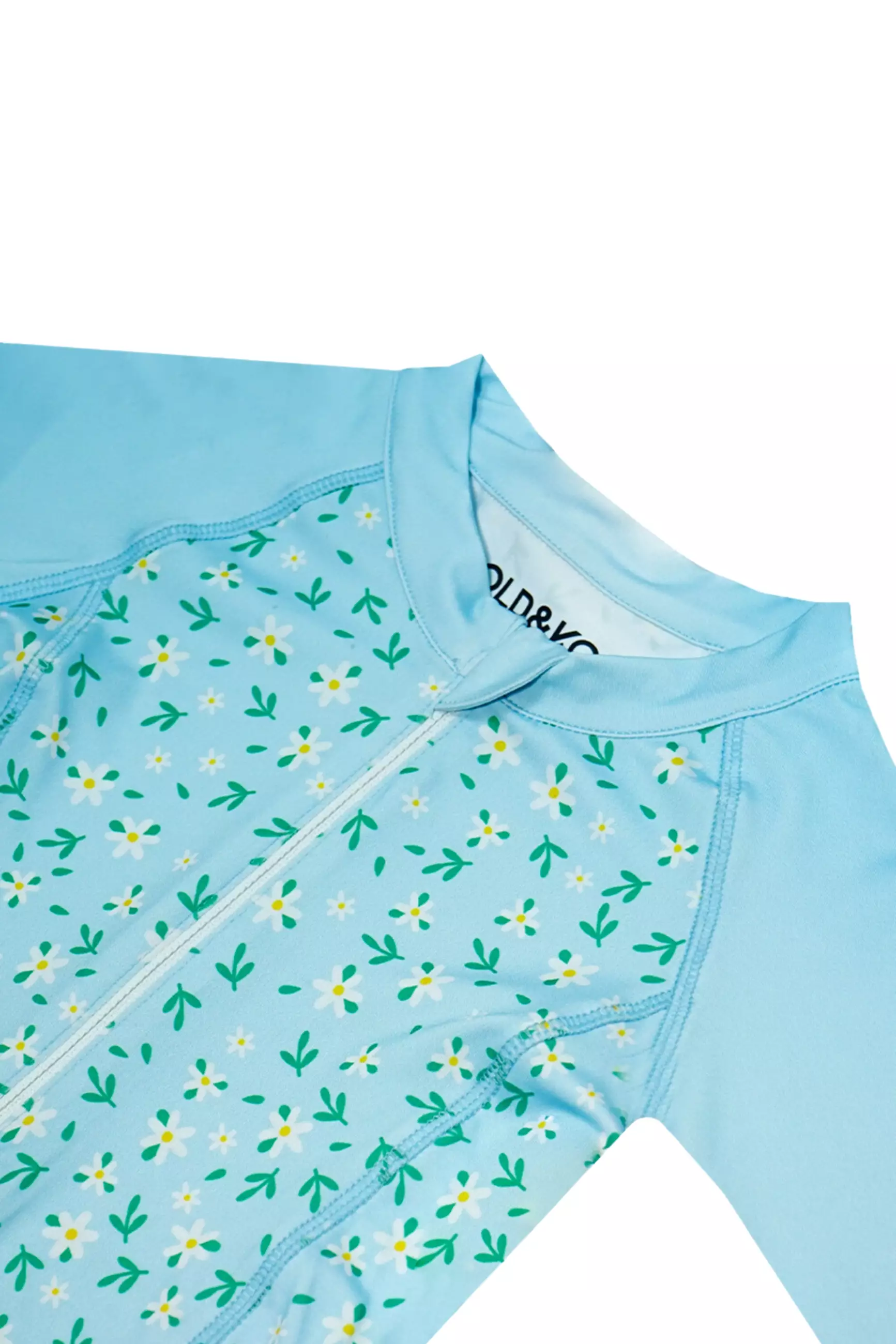 BOLD & KO Longsleeve Rashguard In Blue Floral Kids Swimsuit | Baju Renang Anak