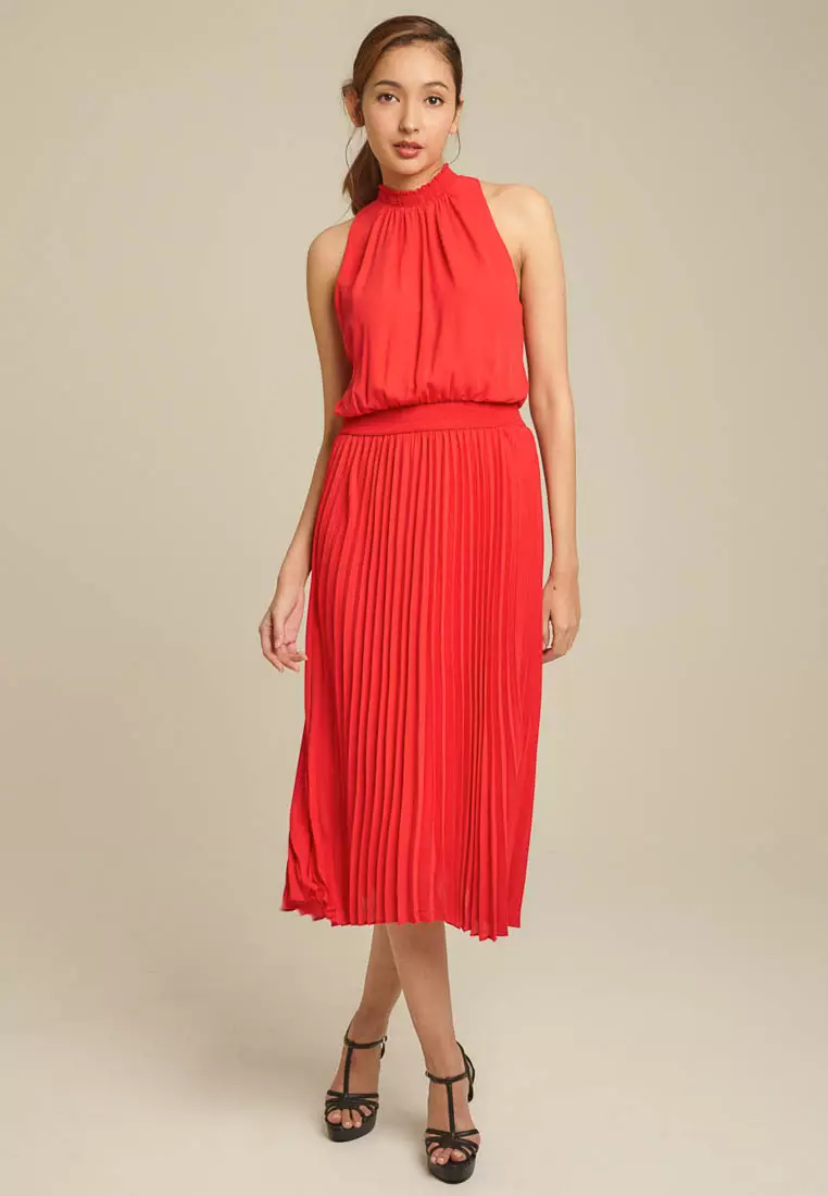 Buy Dressing Paula Pleated Chiffon Midi Dress Online | ZALORA Malaysia