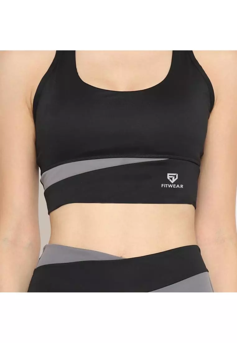 Fitwear - Sportbra Olahraga Wanita HERIN BRA 2TONE SEAMLESS - BLACK GREY