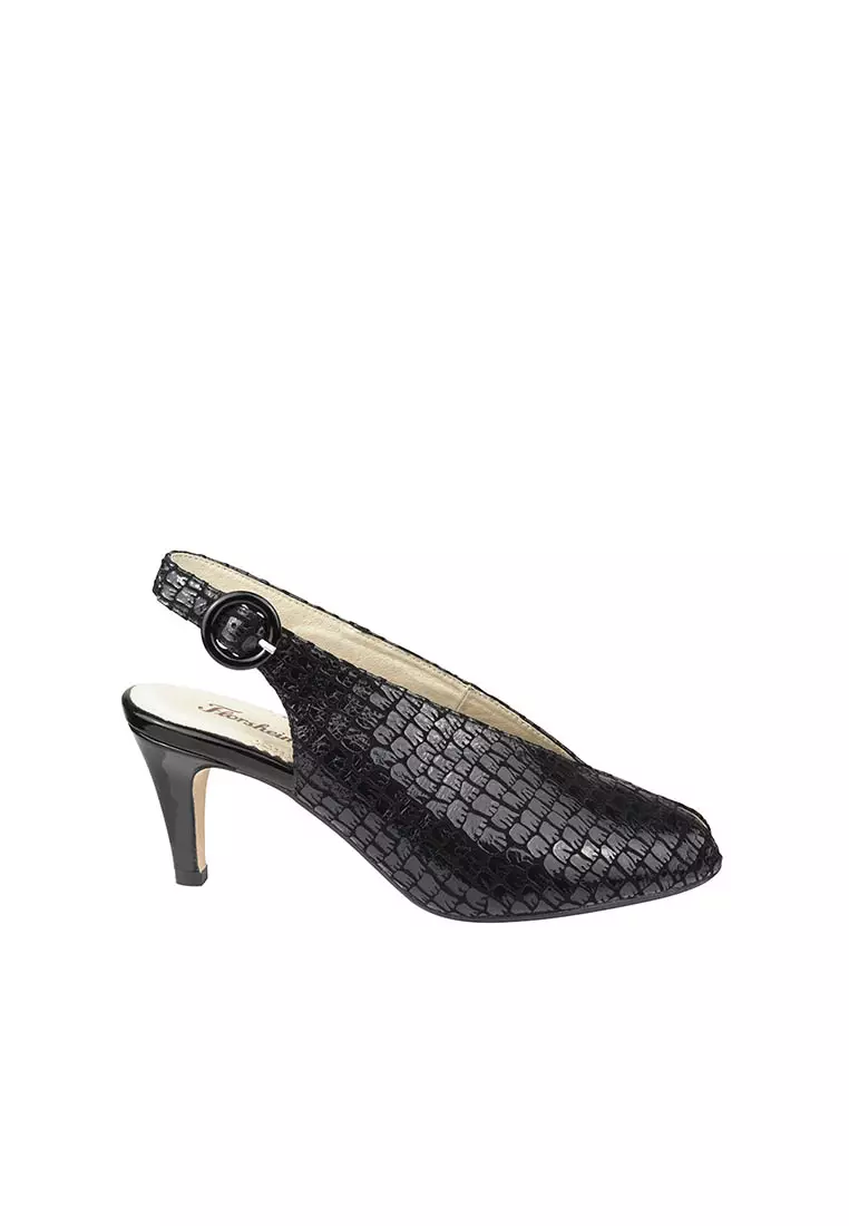 Prise Peep Toe Slingback Heel Black