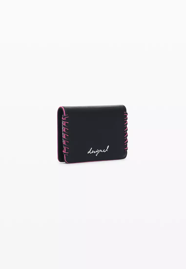 Small wallet with braided leather effect