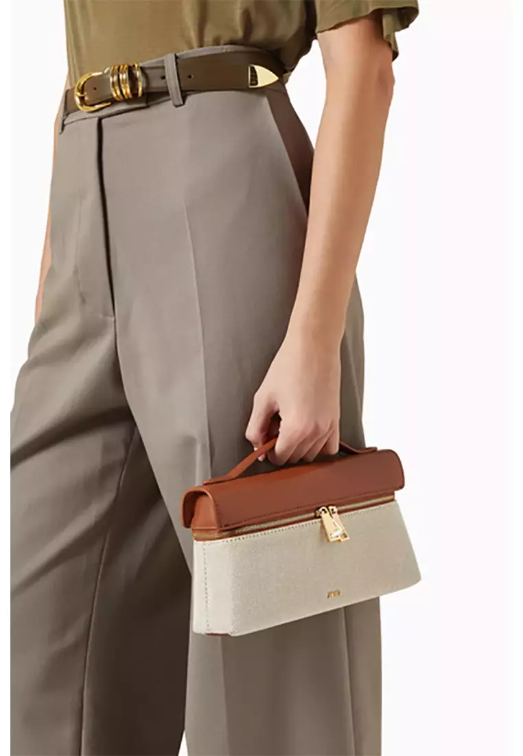 Thea Top Handle Bag - Brown Canvas