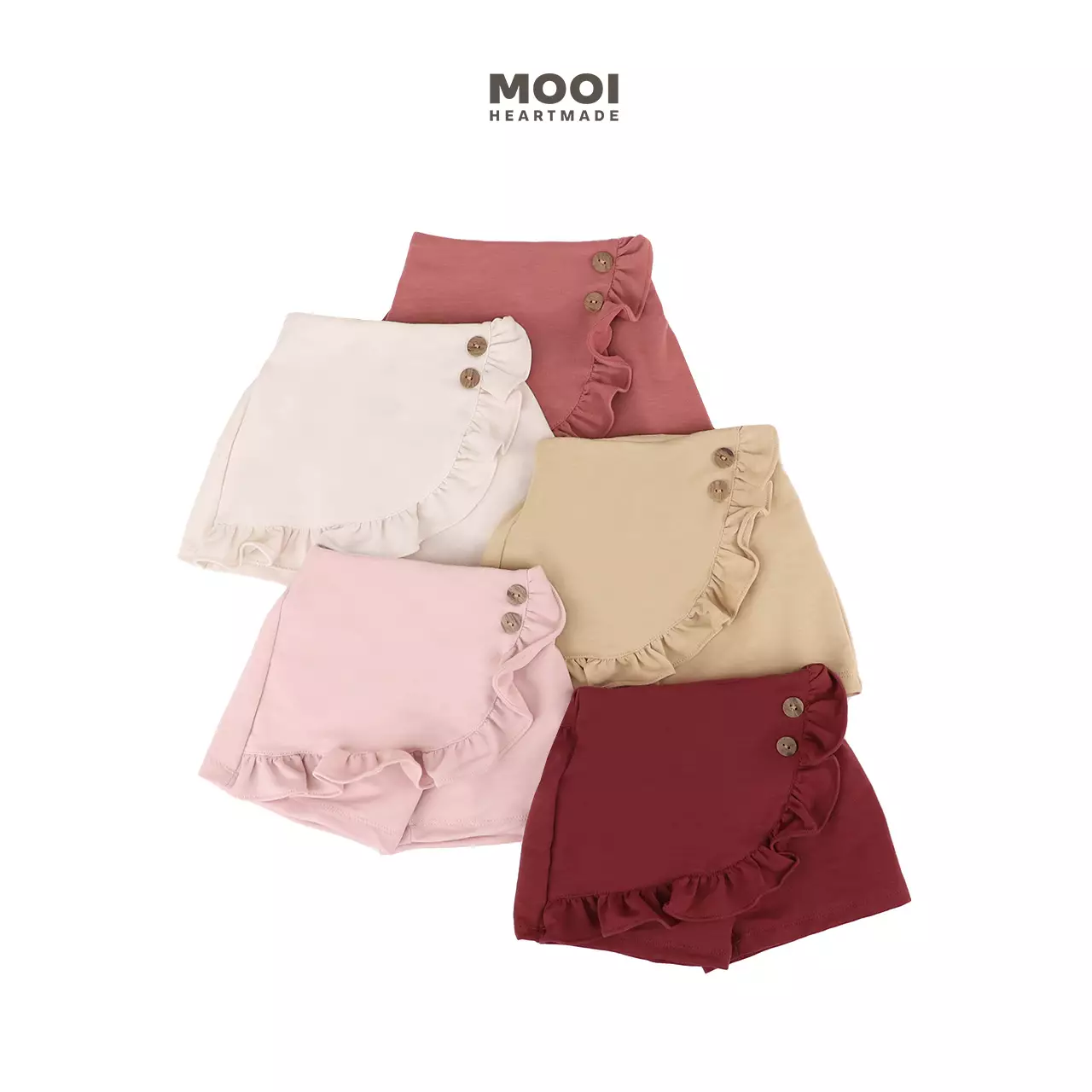Mooi Rok Celana Skort Anak Perempuan Hanako Ruffle Skort - Khaki