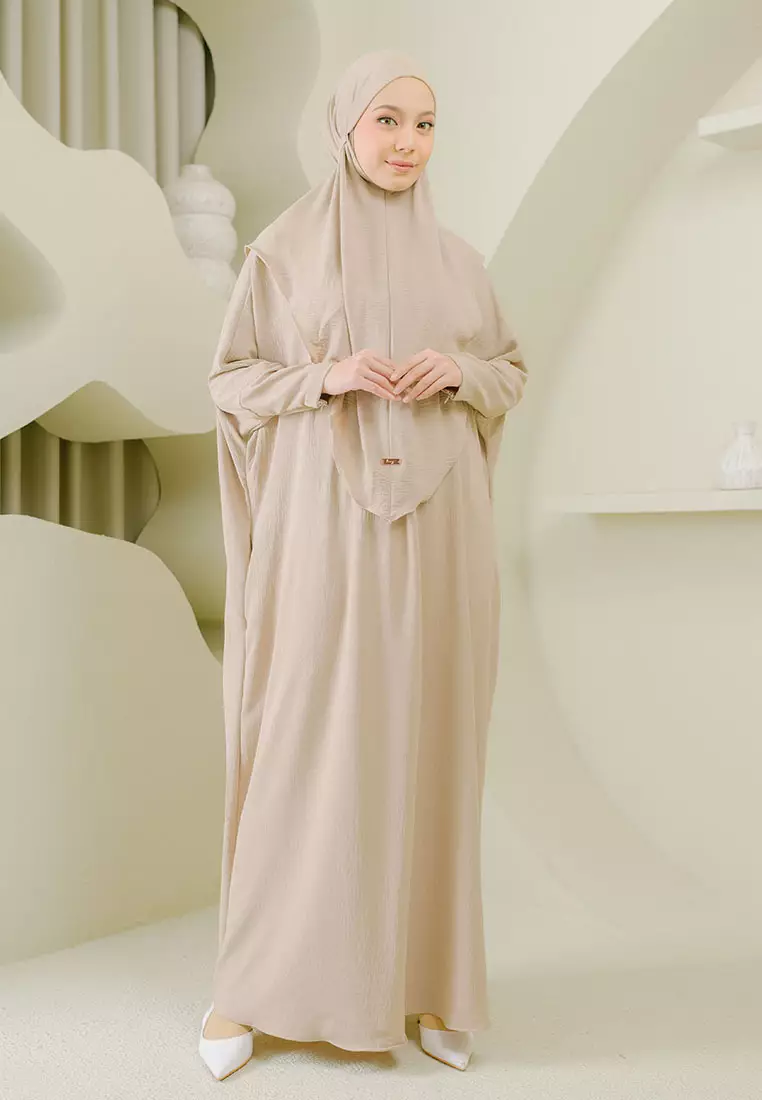 Hafsha Abaya Set Nude Cream