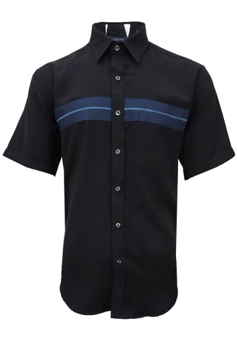 Pacolino blue Pacolino - Checker Formal Casual Short Sleeve Men Shirt 2837FAA8240BADGS_1
