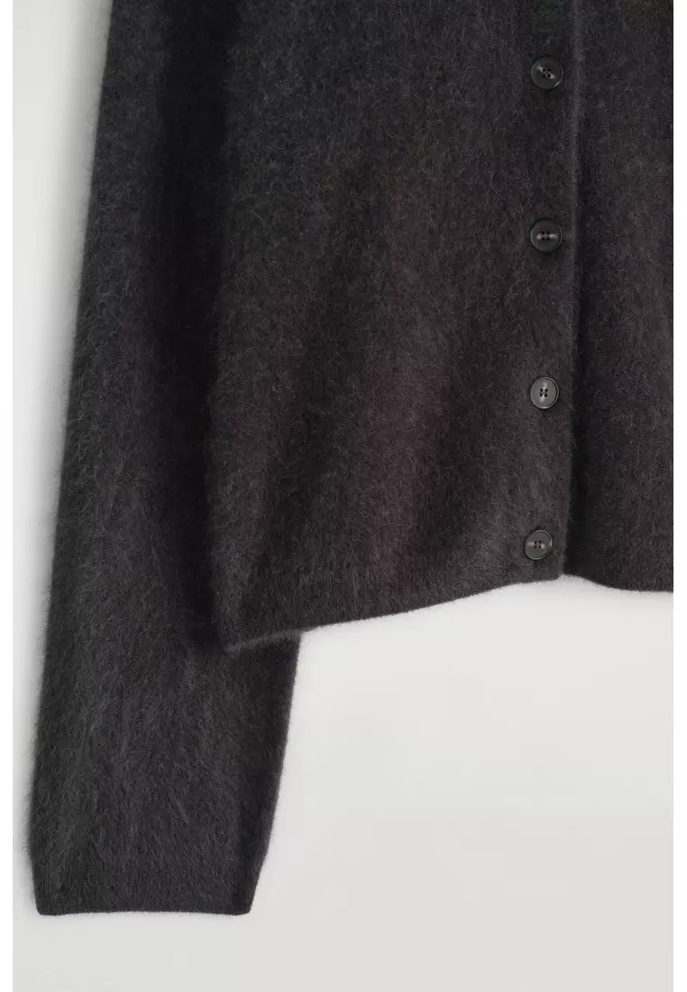 BRUSHED-CASHMERE CREW-NECK CARDIGAN
