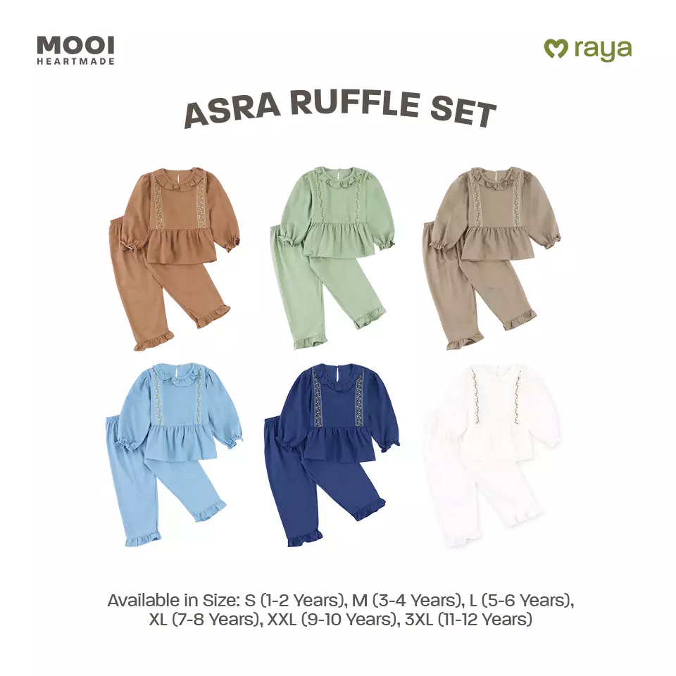 Mooi Setelan Anak Perempuan Raya Collection Asra Tunic Ruffle Set - Clary Sage