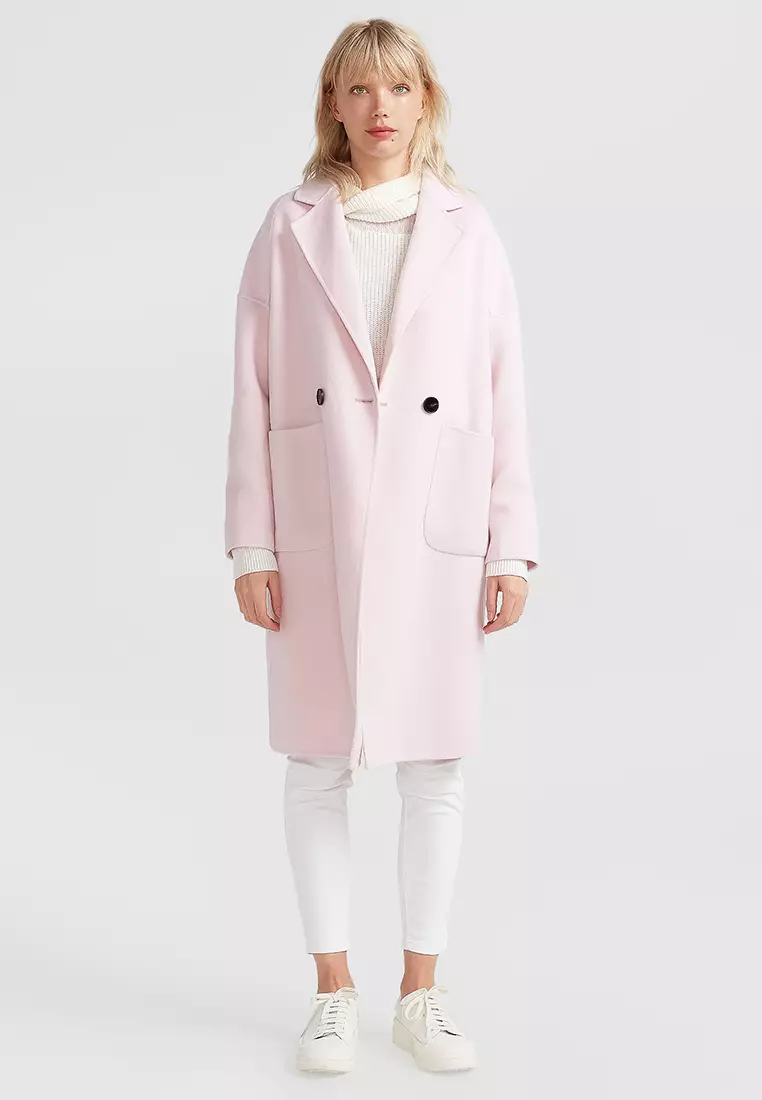 Women's Modern Fit Overcoat Pure Wool Boyfriend Coat JAEGER M&S