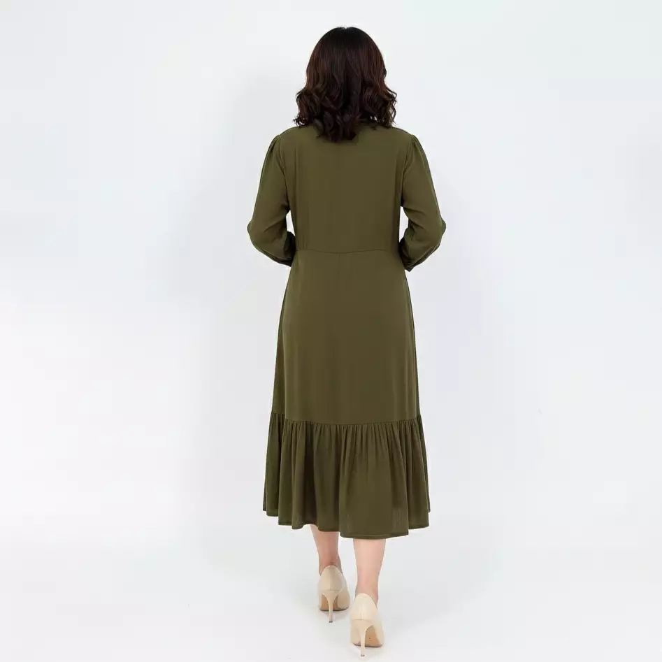 Midi Dress Cotton Sakira - Office Wear OLIVE