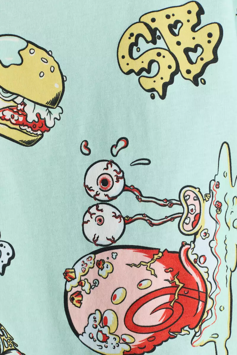 Print-motif cotton T-shirt