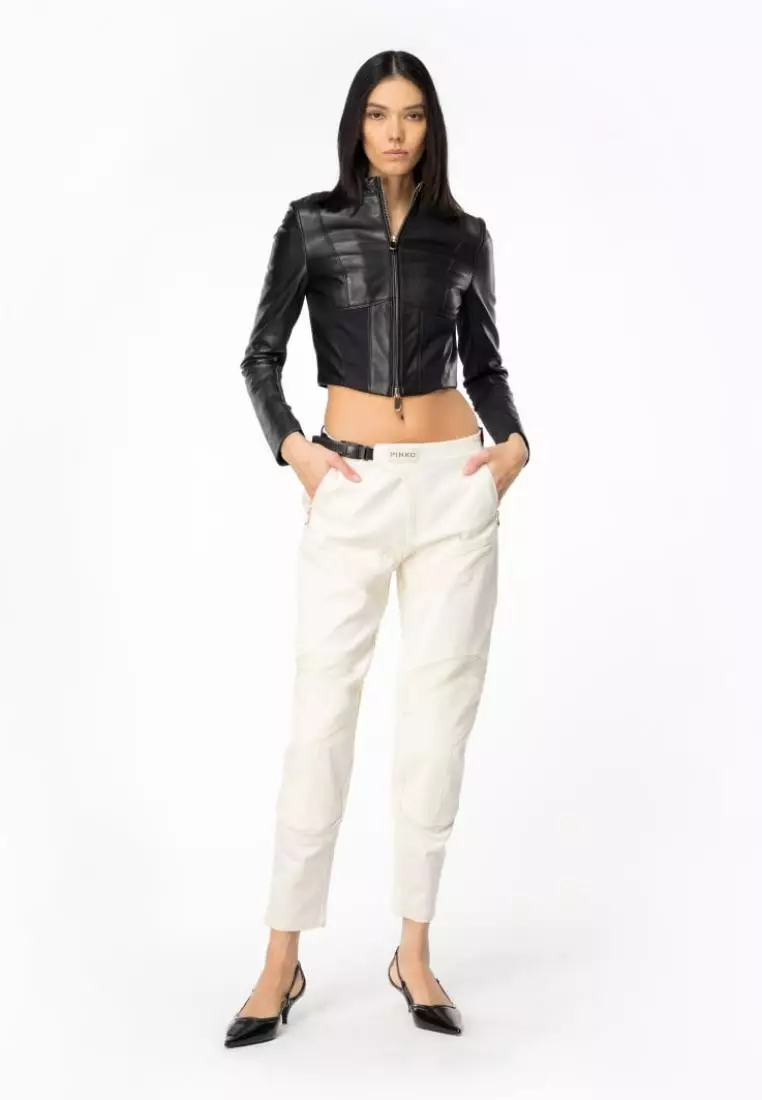 Buy Pinko Leather Cropped Jacket 2025 Online | ZALORA