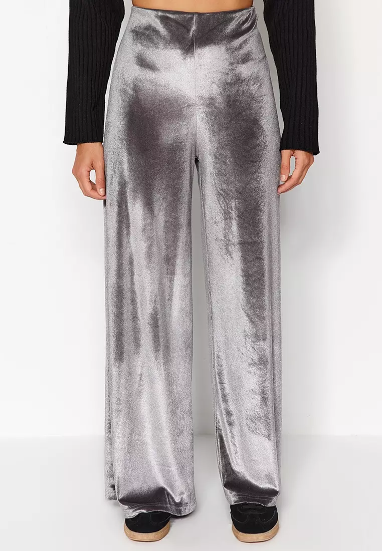 HIGH-WAIST TROUSERS - Pearl grey