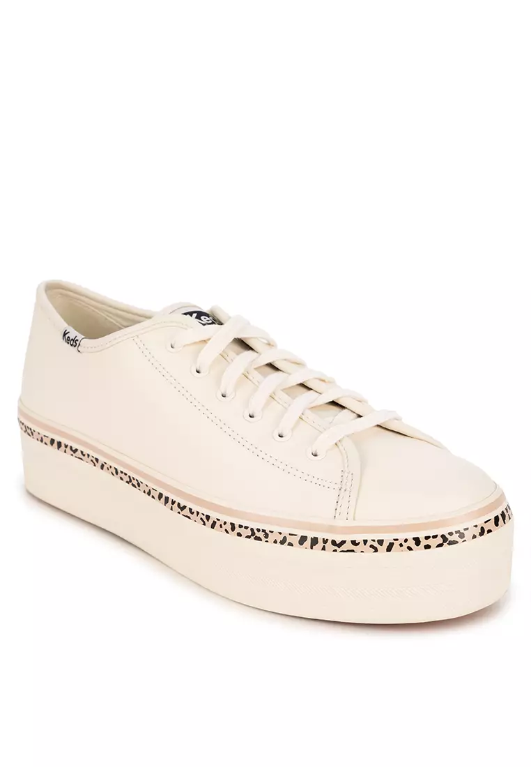 Discount on Keds  shoes - SKU: Triple Up Leather Leo Stripe Foxing Sneakers