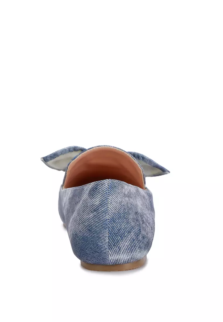 牛仔布蝴蝶結裝飾樂福鞋