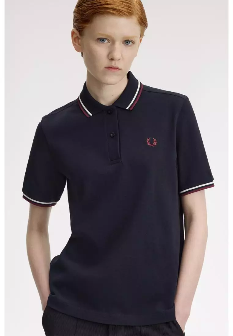 Fred Perry G3600 Twin Tipped Fred Perry Shirt (Navy / Snow White / Oxblood)