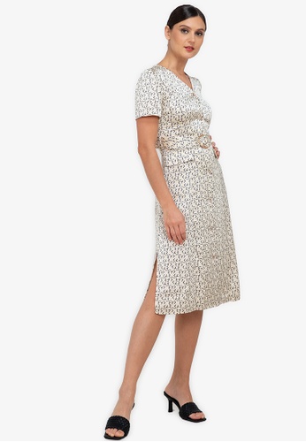ZALORA WORK multi Side Split Button Dress With Belt F4C9FAAC8F0623GS_1