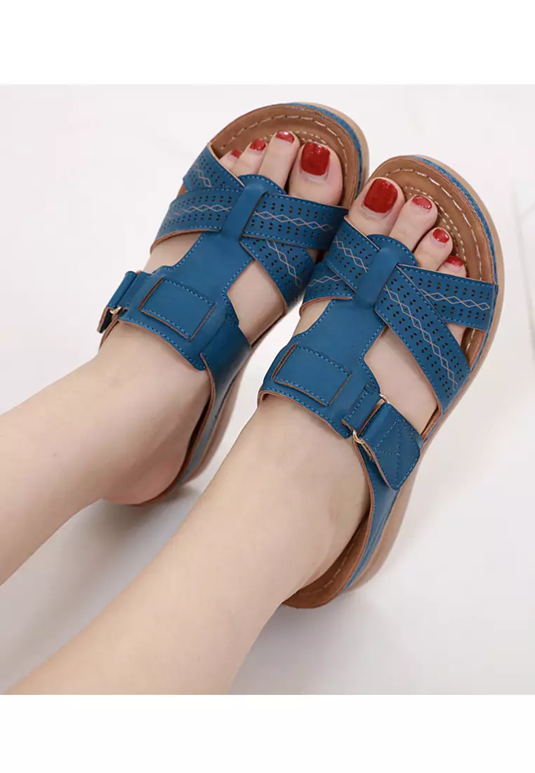 5CM Open Toe PU Wedge Sandals ALM298-1