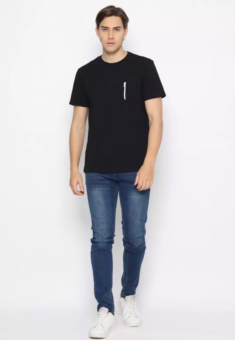 MATSUDA Kaos Polos 24S Texture Honeycomb T Shirt Saku Zipper Koka