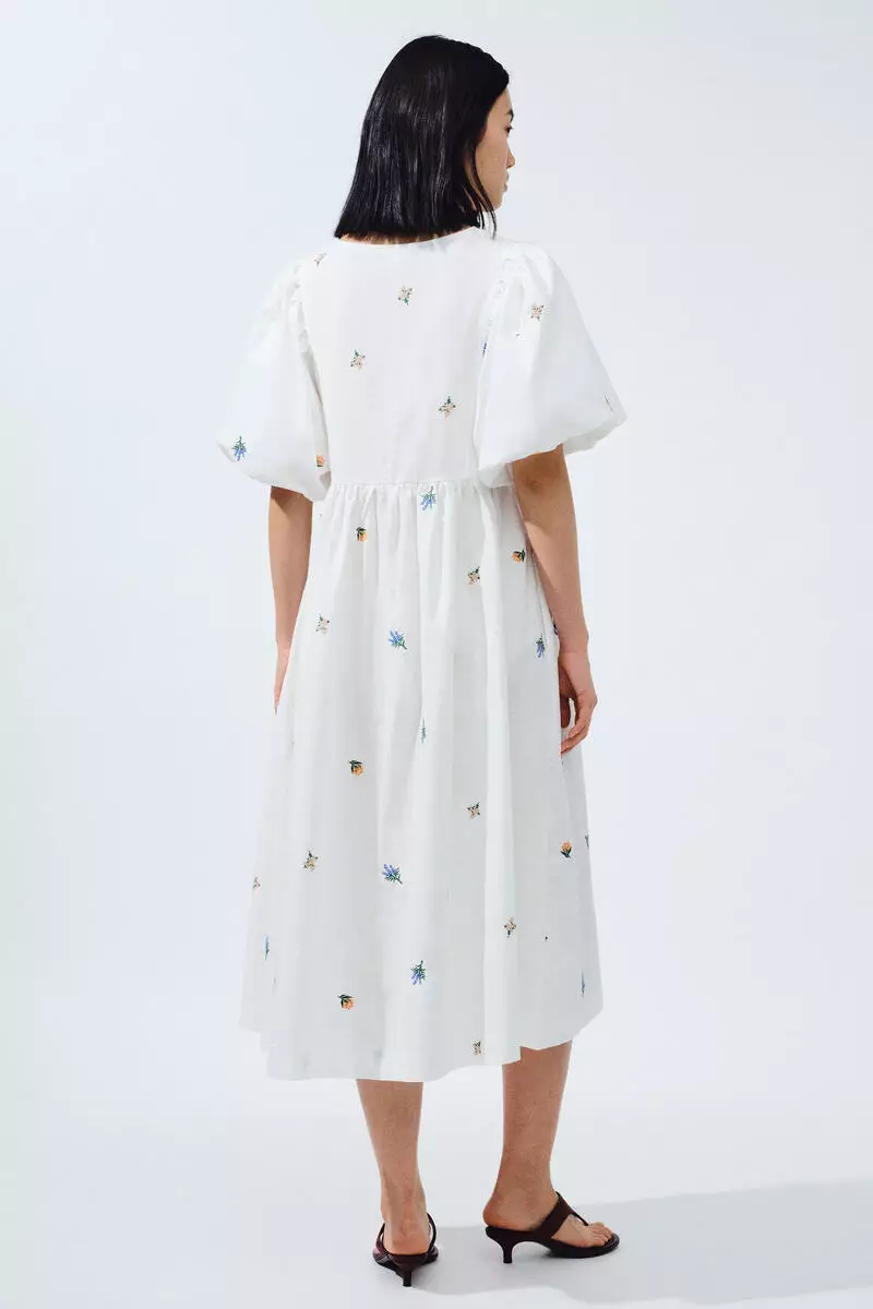 h&m ladies puff-sleeved dress reviews Ladies - Black Balloon-Sleeved Dress - Size: S