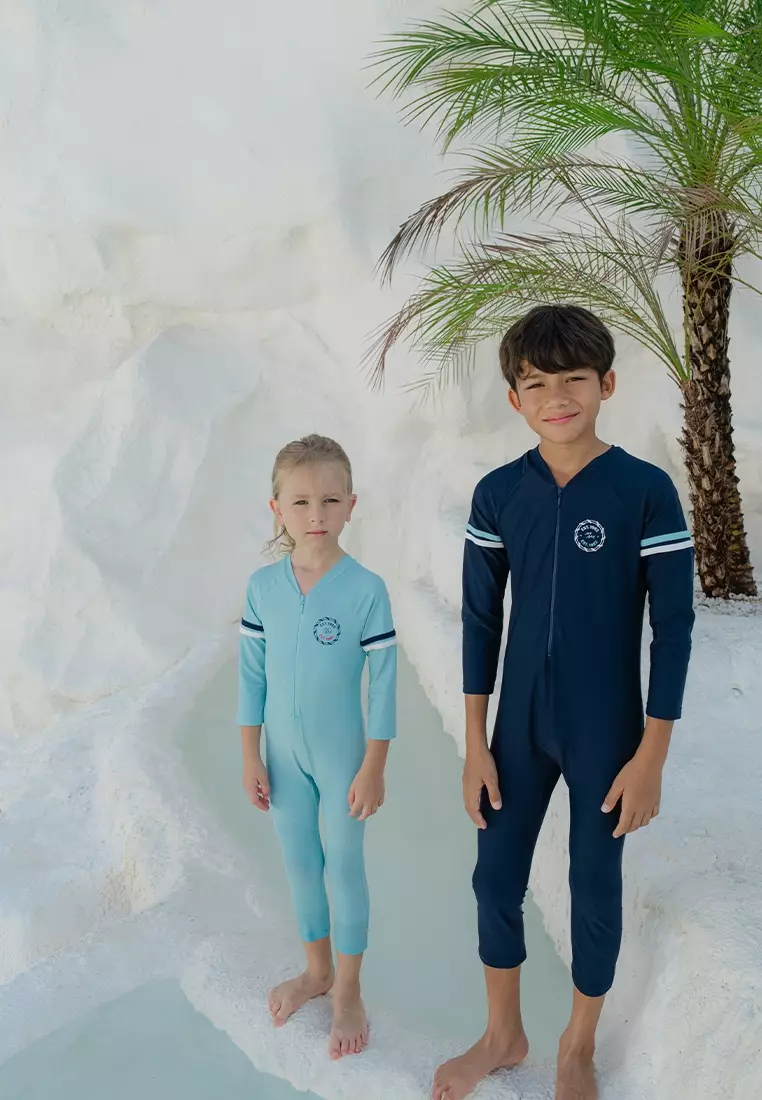 Bleu Marine Long Diving Swimwear, Baju Renang Anak - Dark Saphire