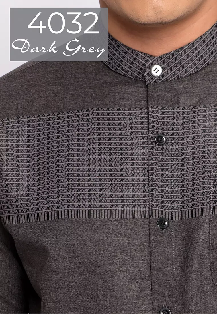 Casella Baju Koko Pria Lengan Pendek | Baju Koko Horizontal Kareem 4032 Dark Grey