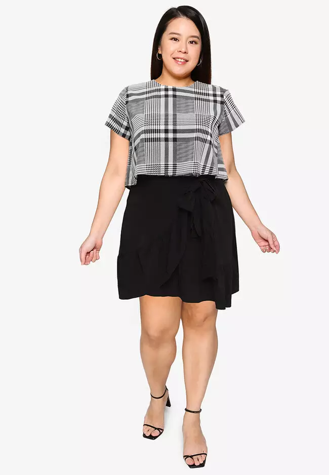 Plus size on sale plaid wrap skirt