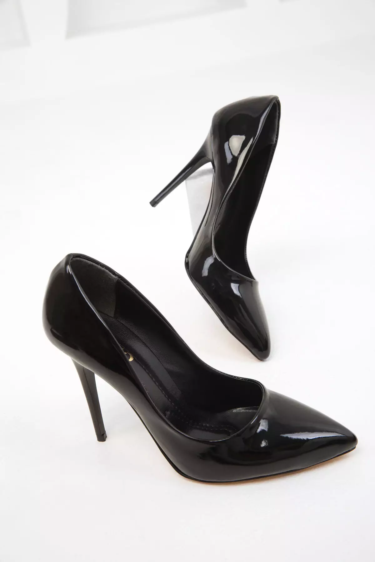 Patent Leather Black Women's Classic Heeled Shoes - 19720