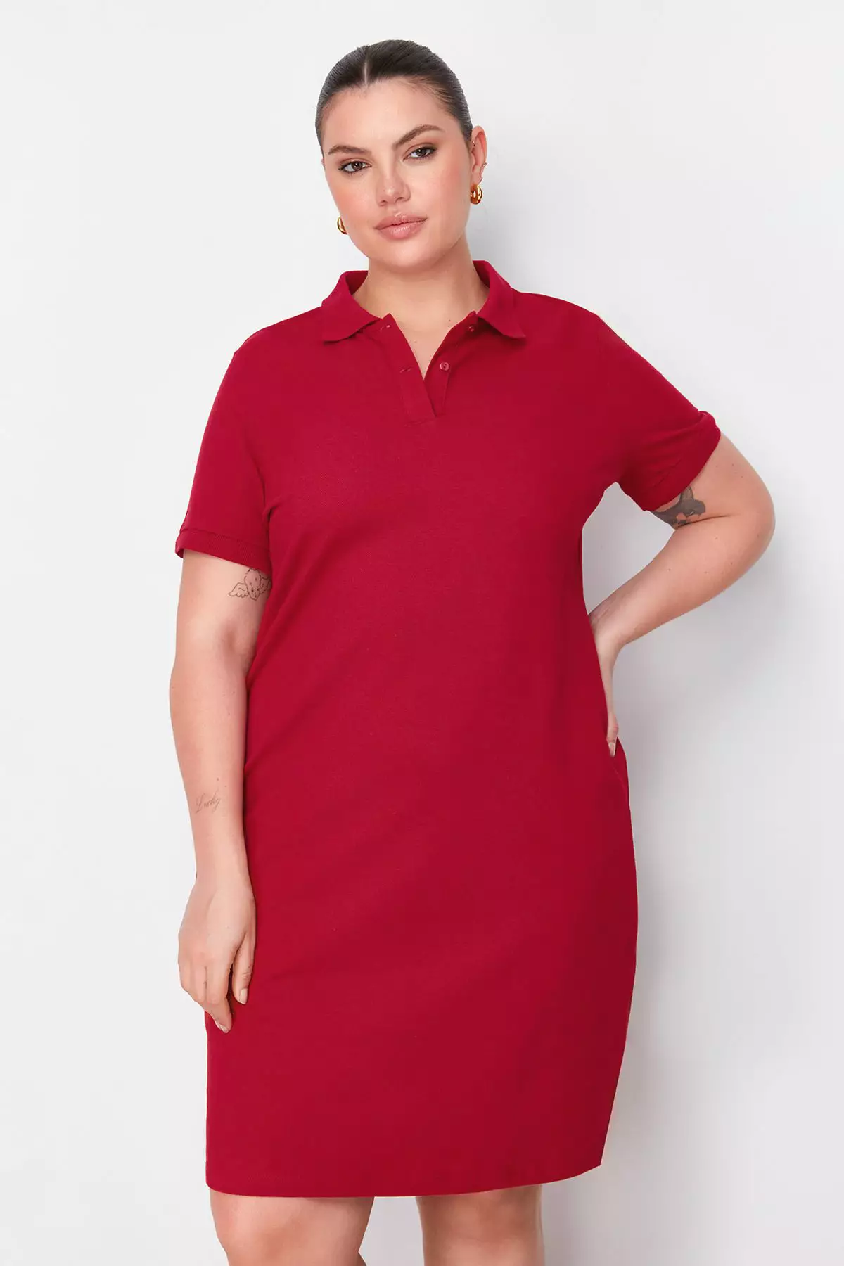 Buy Trendyol Plus Size Polo Neck Mini Dress 2026 Online | ZALORA