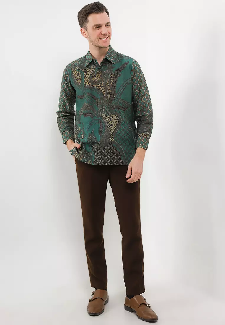 BATIK TALENTA EXCLUSIVE Lengan PANJNG DOBBY KATUN HALUS FLYING BIRD GREEN