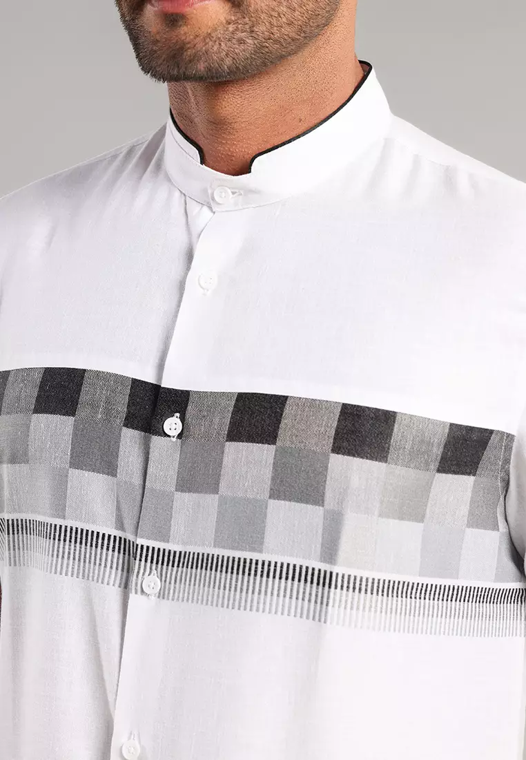 MOC Kemeja Koko Lengan Pendek Pria Dubai - White
