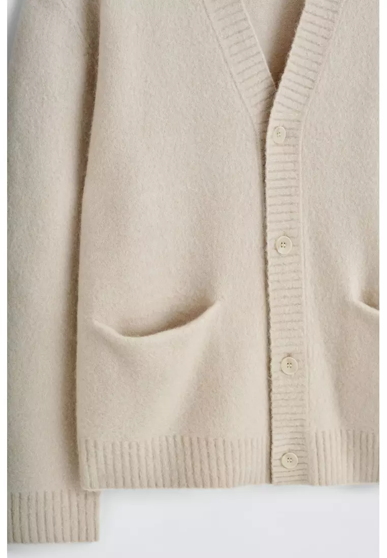 BRUSHED-WOOL V-NECK CARDIGAN