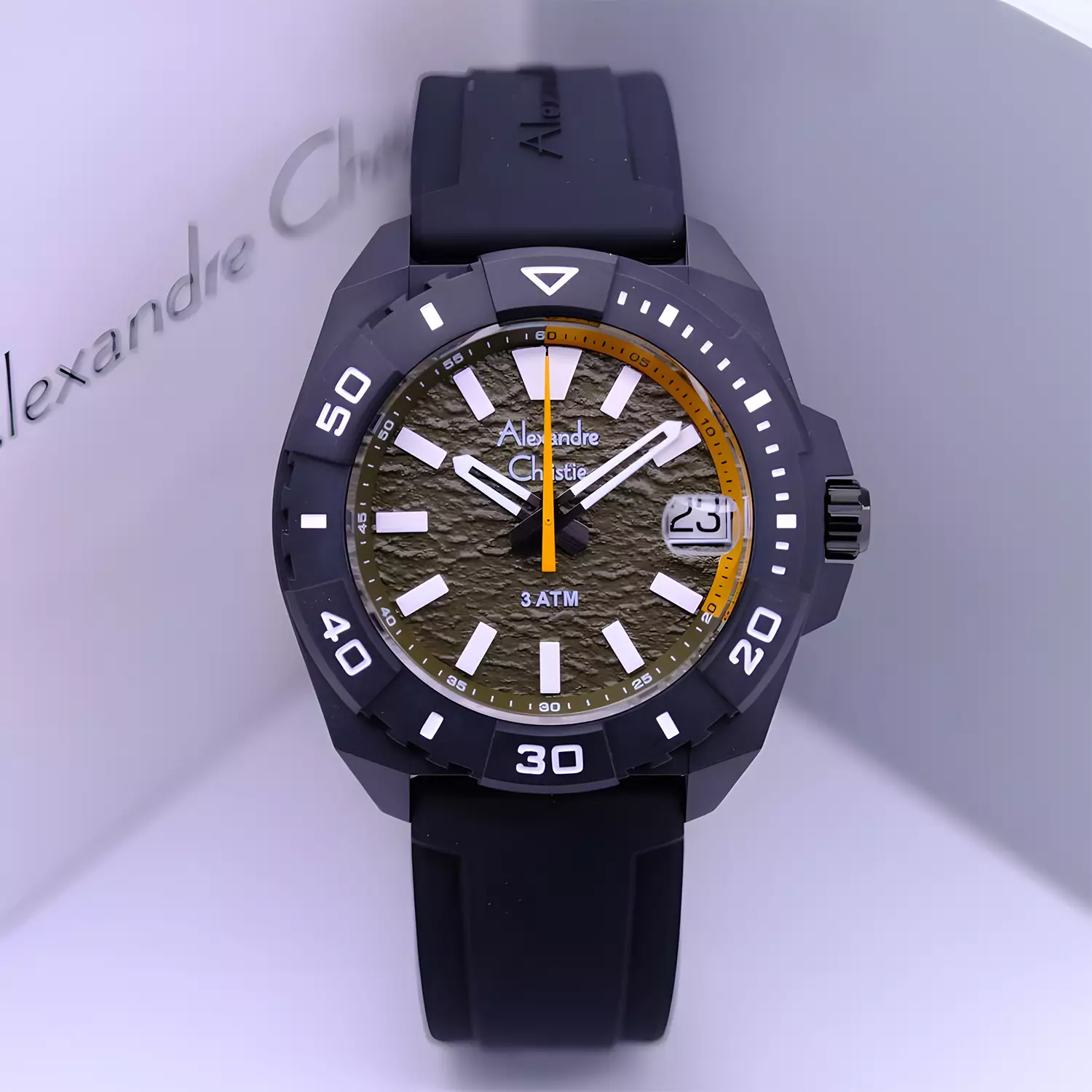 Jam Tangan Analog Pria - Black Yellow - Rubber Strap - 6684 MDRIPGNYL 