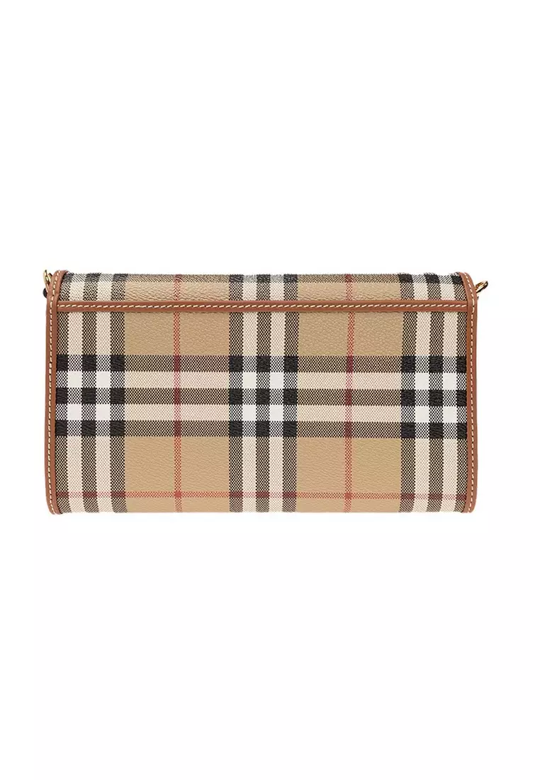 Check Wallet with Chain Strap Chain Wallet in Archive Beige