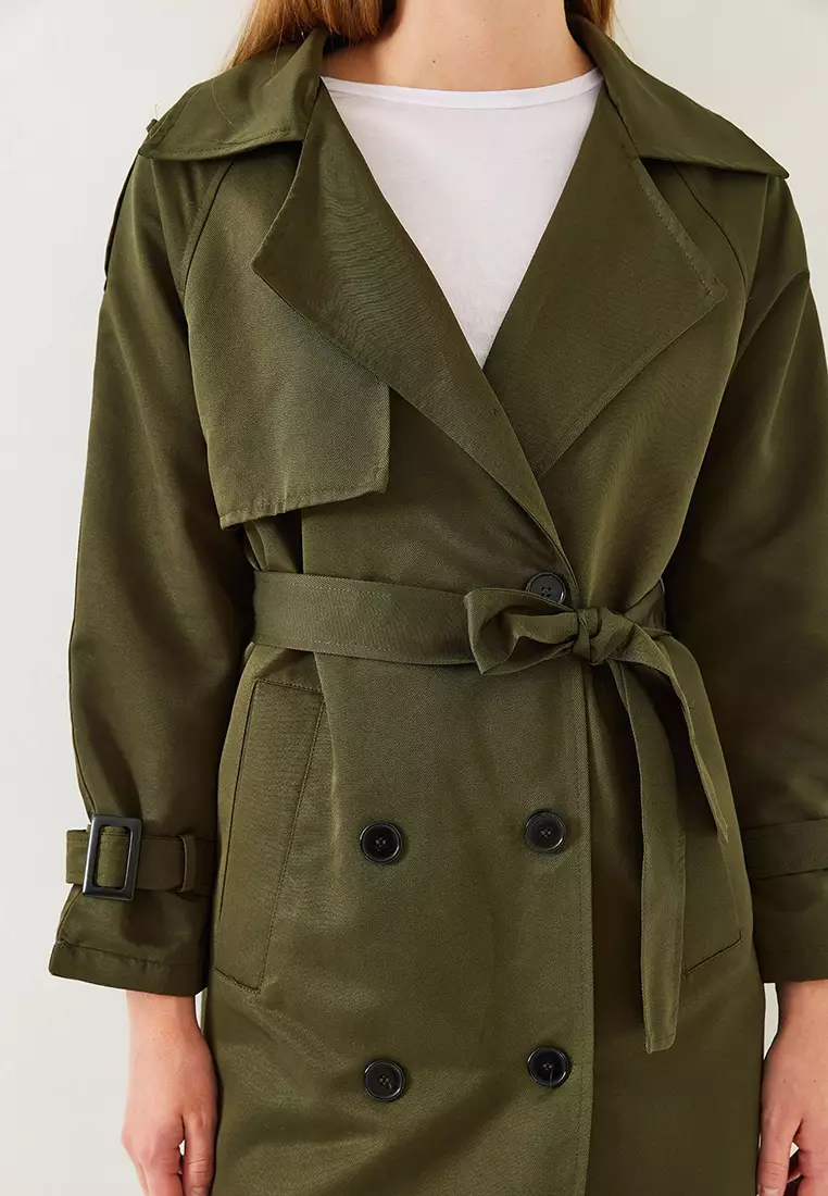 Women's Front Aller Detail Double Breasted Trench Coat 8118 60451015