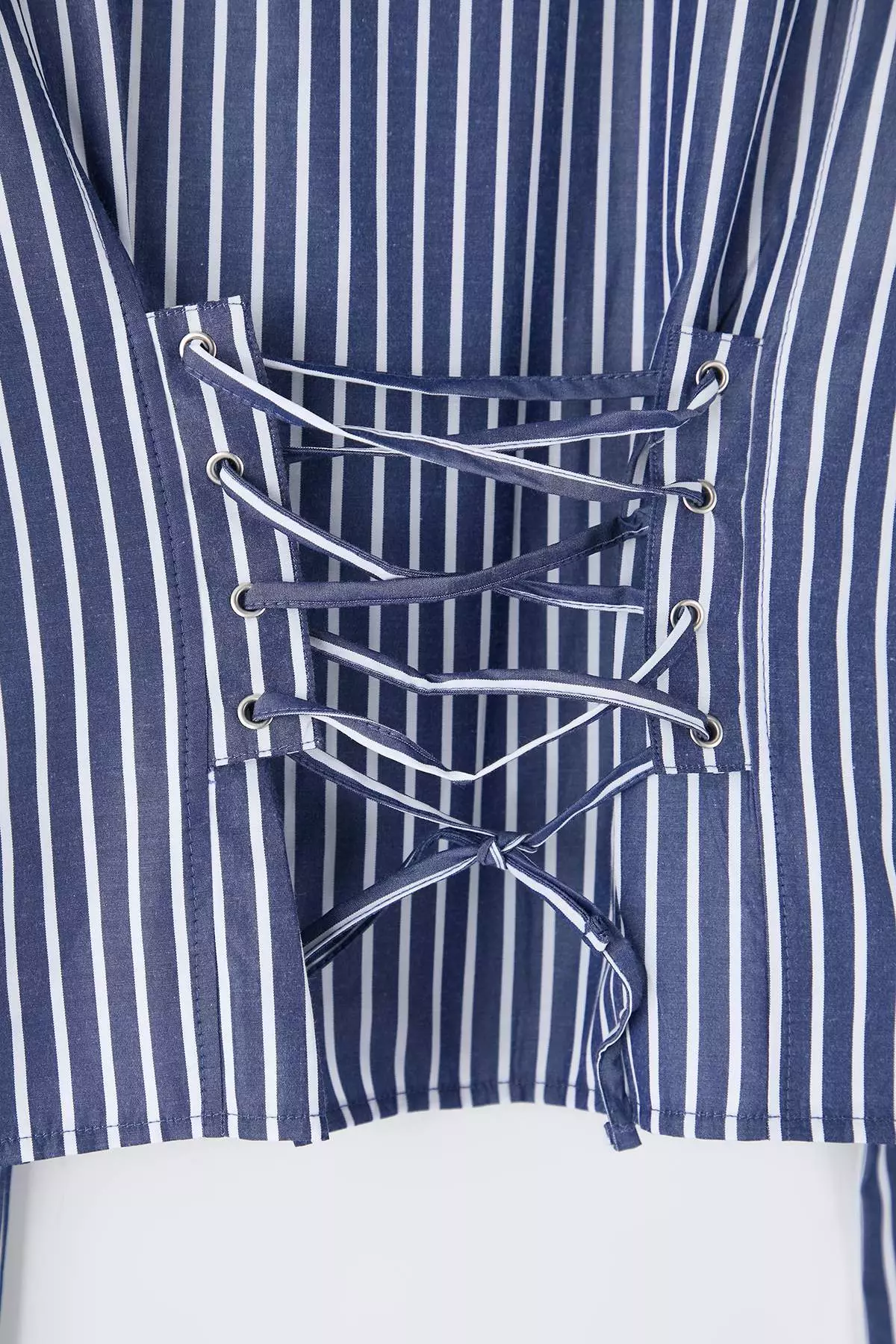 Navy Blue-White Corset Detailed Fitted Waist Shirt Twoaw26Go55
