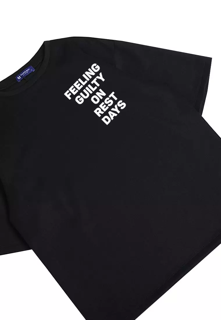 MTQ02 kaos oversize gym bahan scuba distro feeling guilty on rest days binaraga cowo hitam