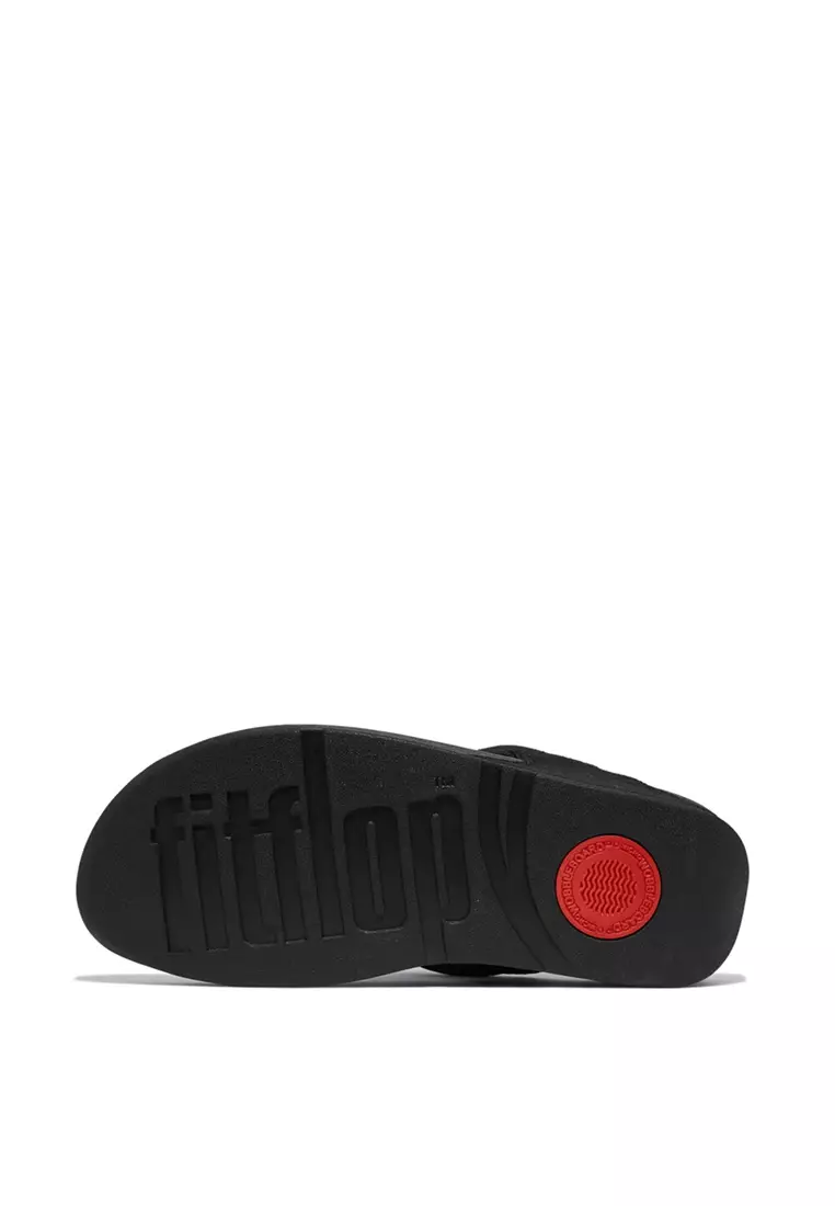 FitFlop LULU Water-Resistant Quilted Ripstop Toe-Post Sandals - All Black (ID1-090)