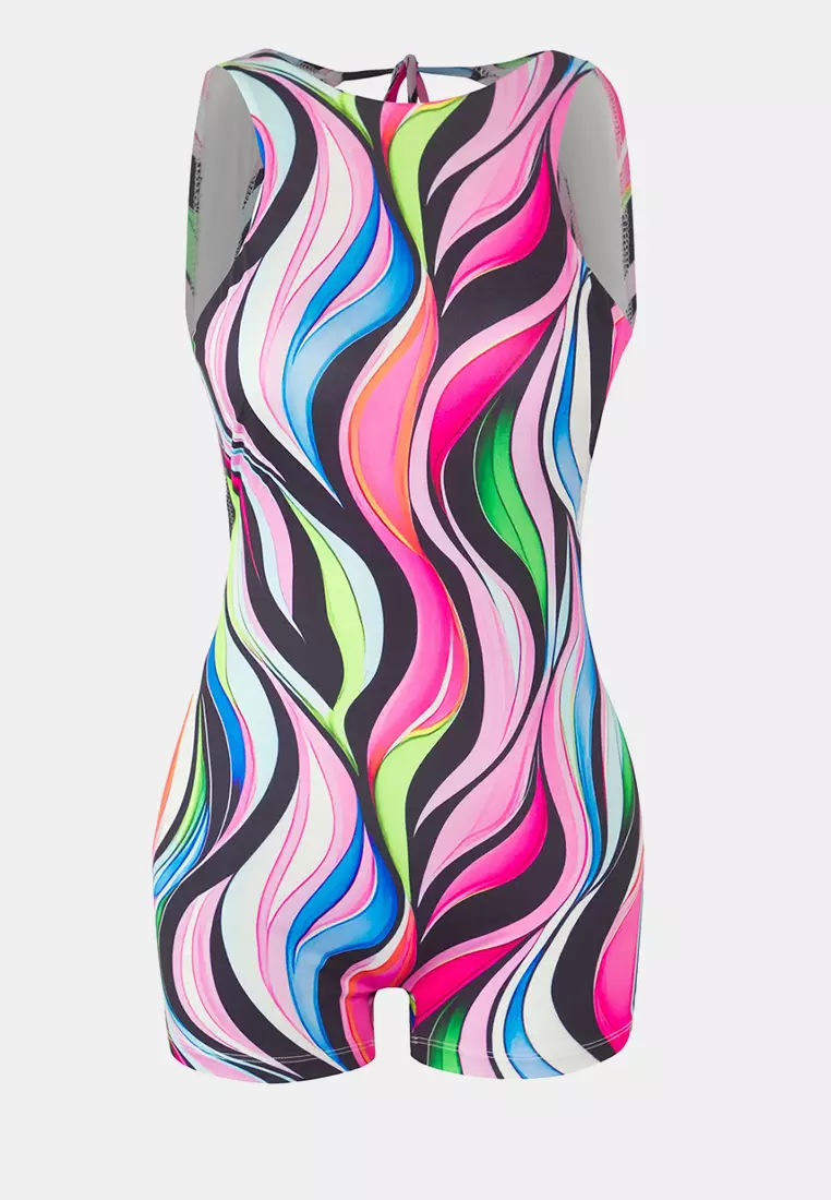 Abstract Patterned Surfer Shorts Back Detail Regular Swimsuit TBESS25MA00006
