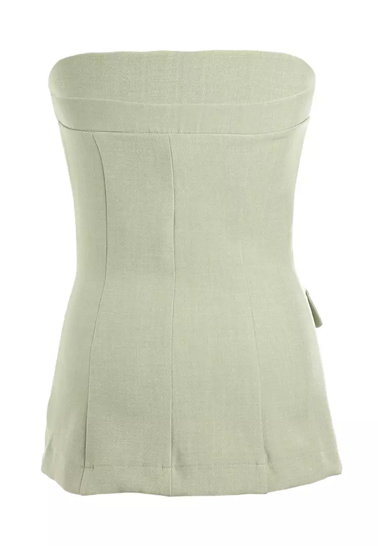 Tailored Woven Button-Down Corset Top