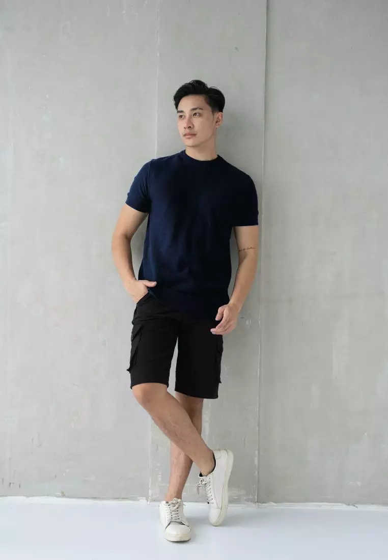 Kale Marvin Navy / Sweater Rajut Pria Tangan Pendek