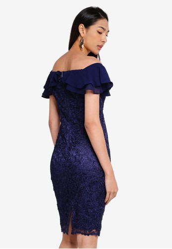Jual Paper Dolls Chandler Navy Lace Bardot Dress Original Zalora